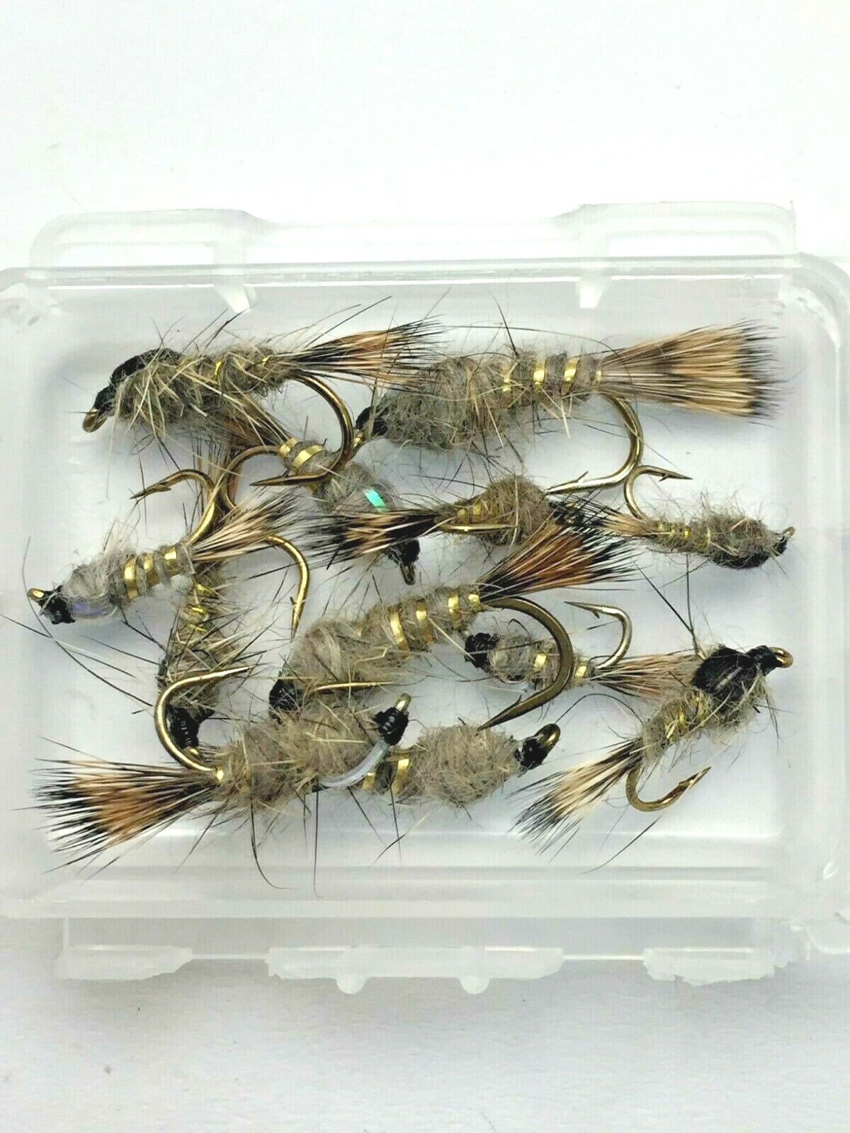 Fly Fishing Nymphs HARES EAR GRHE Selection pack of 12 flies sizes 10-16 #2