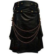 Kilts For Men Black Fashion cow 100 Real Leather Kilt Scottish Kilts For Sale
