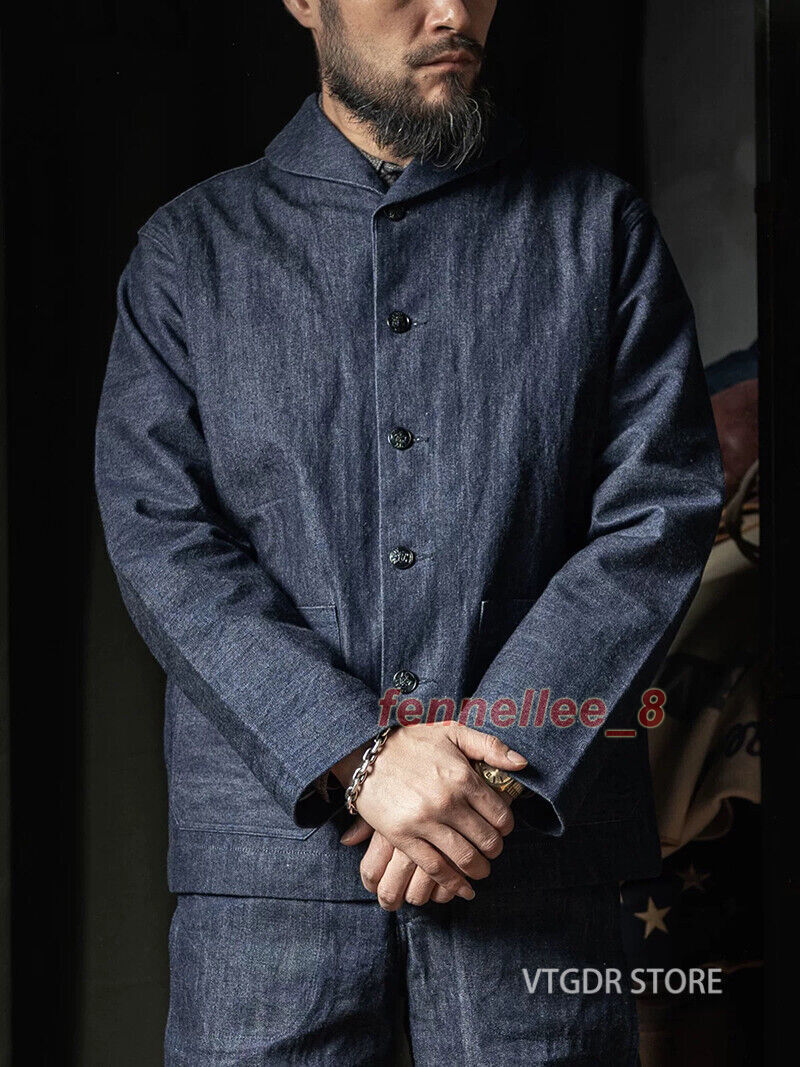 Rugged Bronson USN Dungaree Selvedge Denim Jacket Mens Shawl