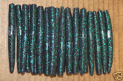50 pack 3'' Stick Senko Style Junebug Bulk Bag Bass Lure Plastic Worm