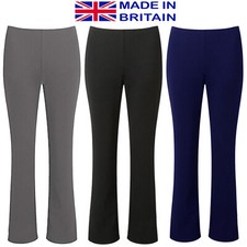 3X WOMENS BOOTLEG TROUSERS LADIES BOOTCUT STRETCH FINELY RIBBED WORK BOTTOMS