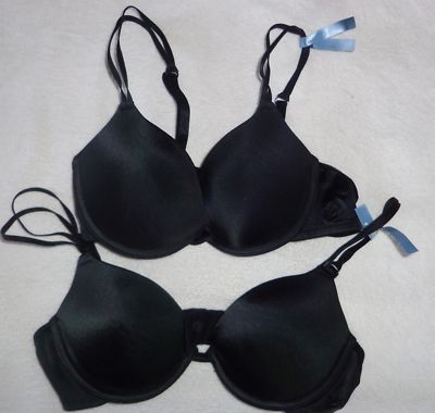 2 pc Aerie Sasha Push Up Bra Black Underwire Plunge.79% Nylon 21% Spandex Sz 32B