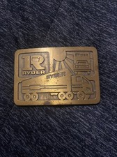 VINTAGE 1970s  RYDER  TRUCK RENTAL COMPANY BRASS BELT BUCKLE