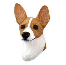 Rat Terrier Head Plaque Figurine Red/White