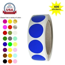 Round Stickers 1 Inch Color Coded Decorative Circle 25mm Dot Labels 600 Pack