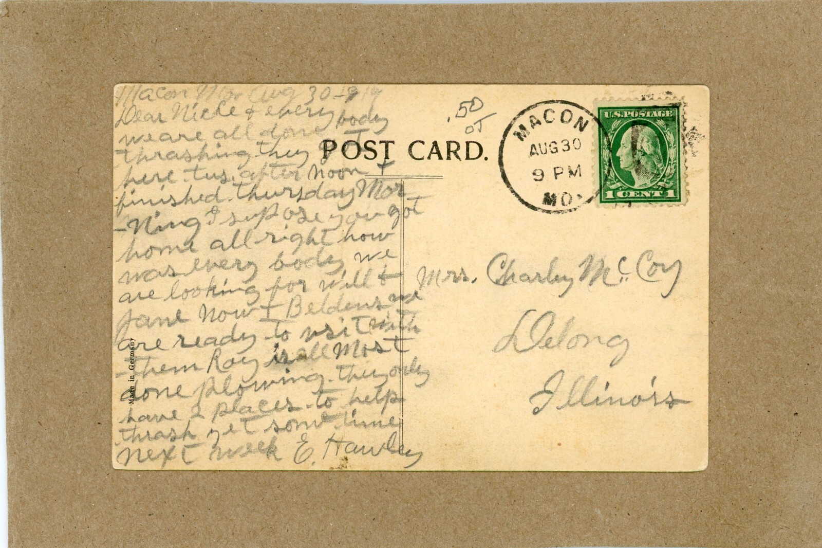 MACON CTY COURTHOUSE & RECORDER'S OFFICE, MACON, MISSOURI MAILED TO