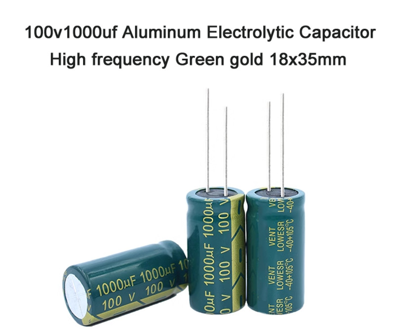 100v1000uf Aluminum Electrolytic Capacitor High frequency Green gold 18x35mm