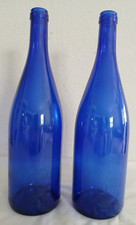 2 Cobalt Blue Glass Bottles 12.3" Tall