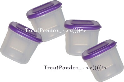 Tupperware Clear Mates Square Stacking Storage Containers 3/4 Cup Purple Set 4