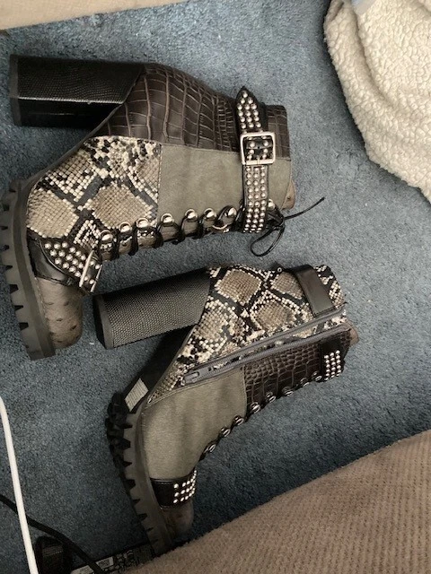 Новый с Ярлыками Jeffrey Campbell Lilith-2 блок каблук ботинок с заклепками пряжка змея женщин размер 10 - Изображение 4 из 4