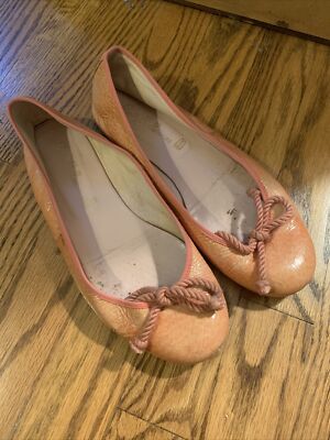 Pretty Ballerina Pink Coral Flats Women Sz /37 Leather Slip On