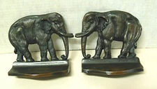 Bronze Elephant Bookends Arts and Crafts Art Deco Style 1900-1920s Vintage