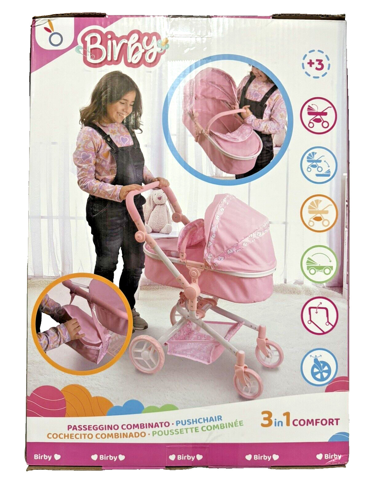 Passeggino Combinato per bambole 3 in 1 comfort 3 anni + Ht 182 foto 4
