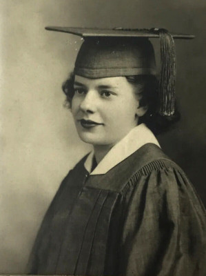 Vtg Photograph Young Woman Graduation Robe Fashion Id d Addie Adams WI 1943
