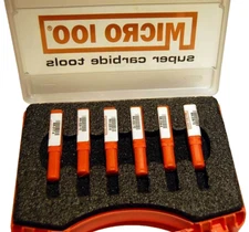 6 Pcs. Micro 100 1/4" & 5/16" Shk Super Carbide Retaining Ring Grooving Tool Set