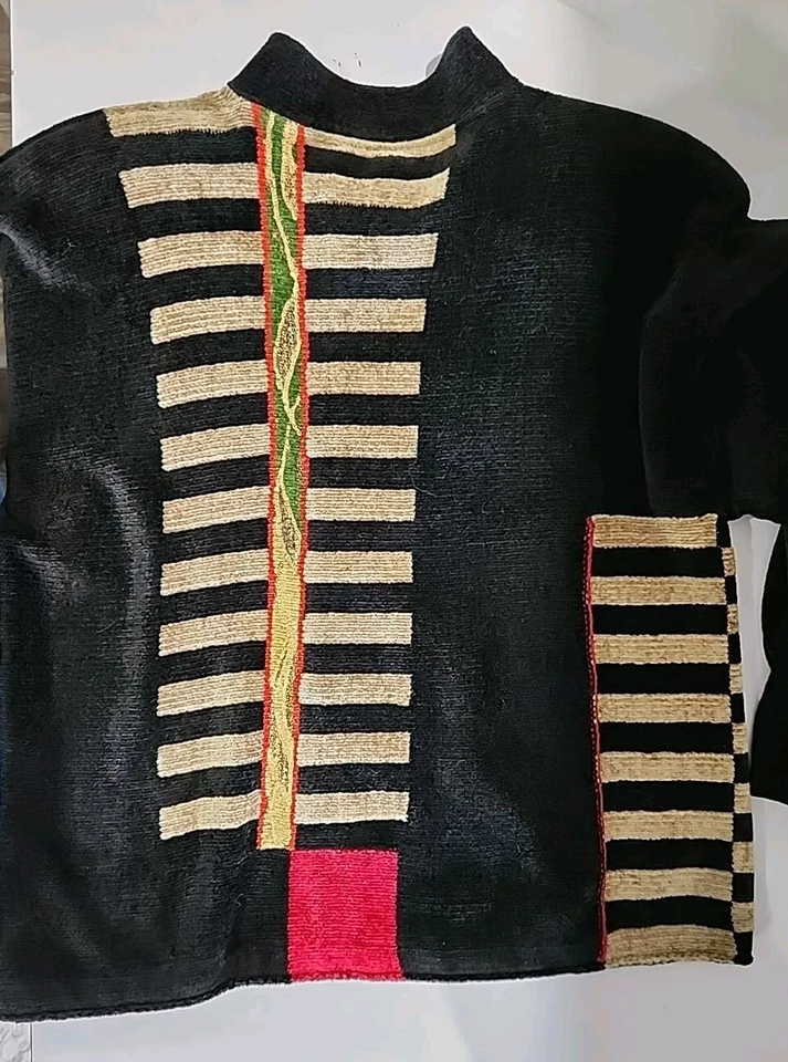 CHAQUETA MINA NORTON NYC Chenille Mujer Grande Diseñador Usable De Colección Años 90  Foto 3 de 4