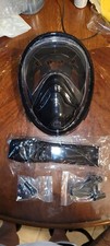 Black Full Face Snorkel Mask for Adults with Anti-fog/leak breathing design S/M