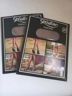 2 x NEW PLATINO NATURAL/GREY 15D FANTASY PANTY TIGHTS size S - Image 1 of 4
