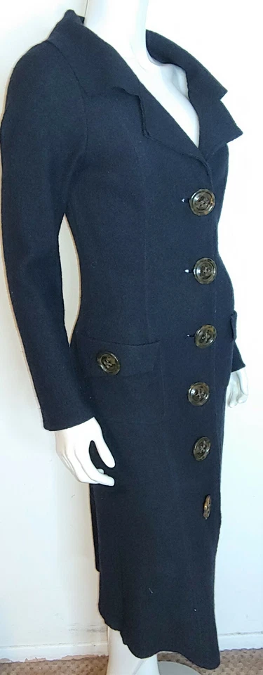 Abrigo ajustado Millard Fillmore negro de lana hervida XS S M botones grandes líneas clásicas Foto 4 de 4