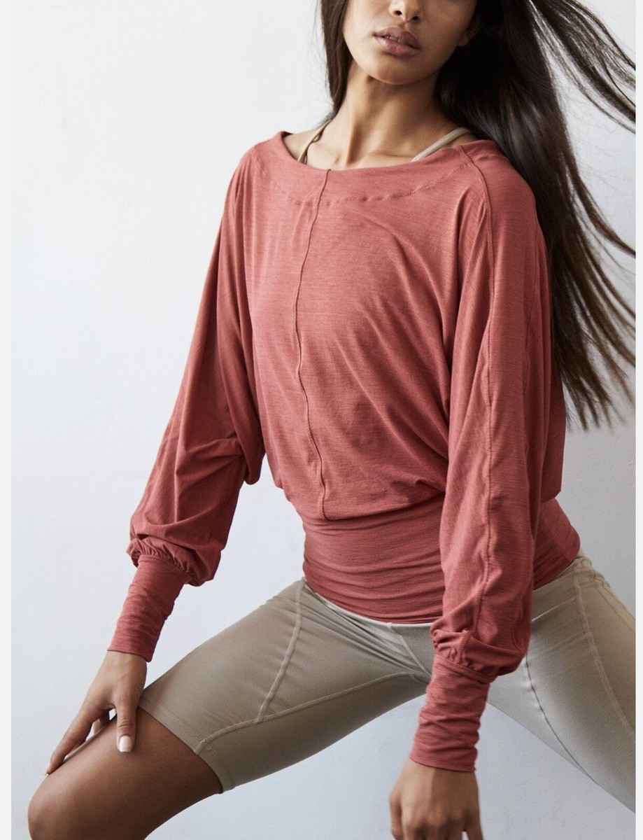 NWT Free People x FP Movement Sky High Long Sleeve Oversized Top S Autumn  Spice