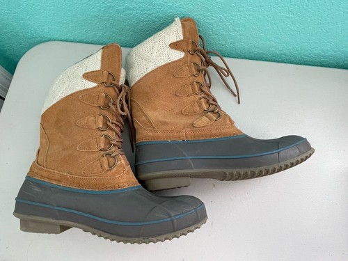 Khombu Cozy Tall Pac Suede Snow Duck Boots Tan Women's Size 9 M - Picture 4 of 8