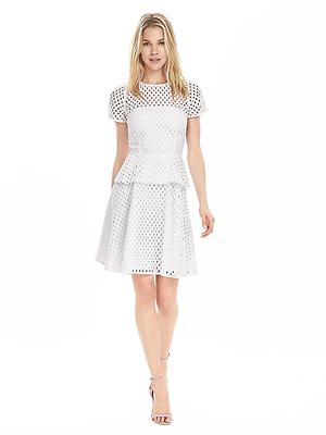 NWT Banana Republic Geo Lace Peplum Dress, WHITE SIZE 8 -172454 | eBay UK