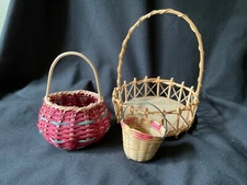 SET OF 3 MINI WICKER BASKETS CRAFT, DECOR, DOLL