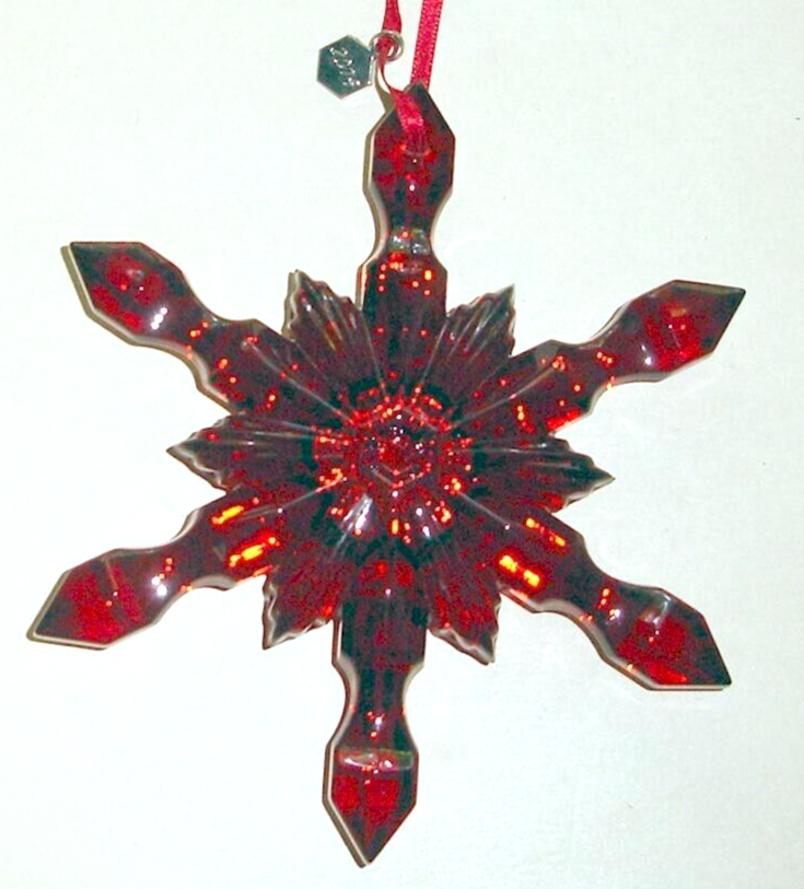 Baccarat Crystal Noel Snowflake Ornament Red Mirror 2014 #2808330