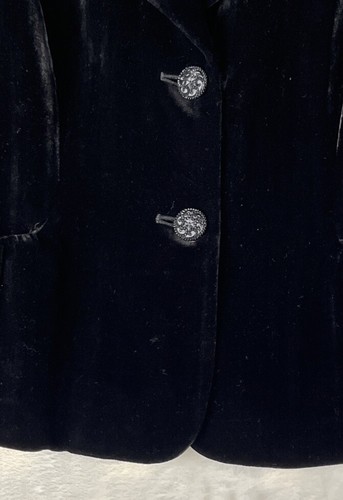 Semantiks Anthropologie Whimsy Goth Crushed Black Velvet Lined Jacket Blazer 8P - Bild 7 von 19