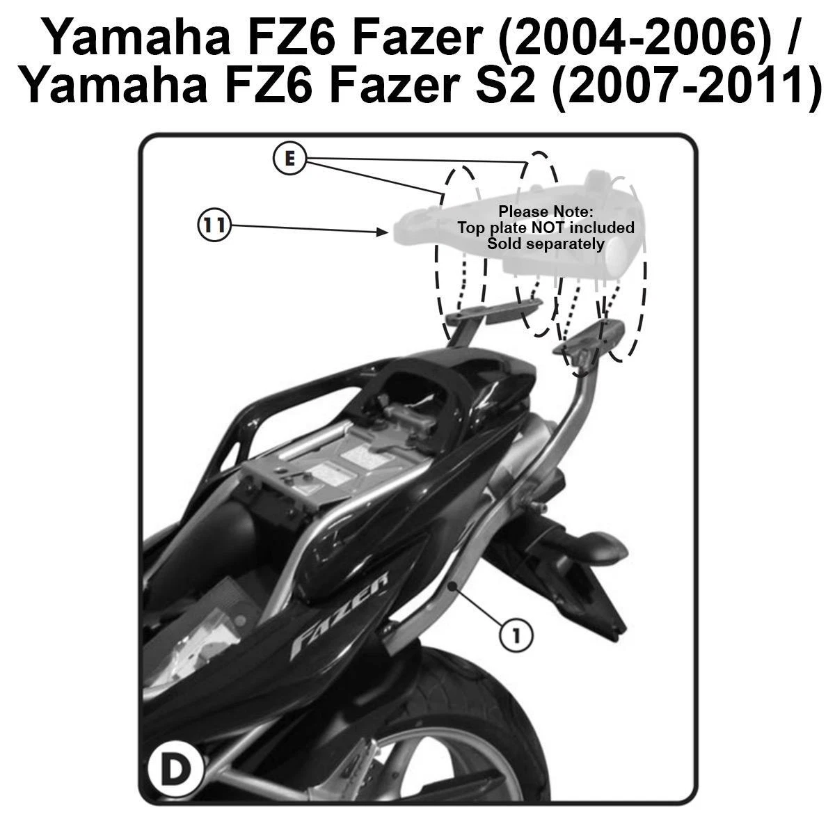 Kappa KZ351 Specific Rear Top Box Rack Yamaha FZ6 S2 Fazer 04 06 07 11