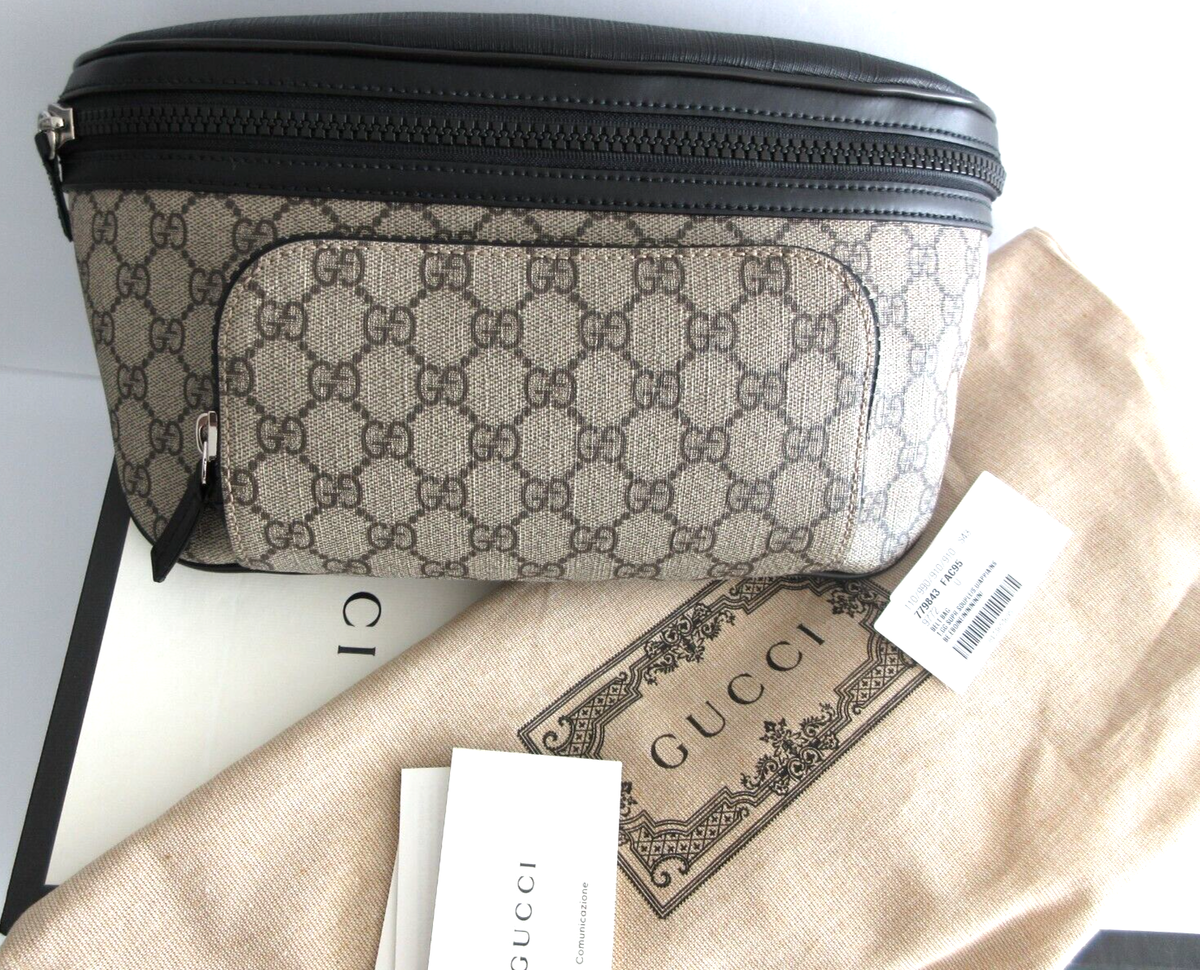 GUCCI GG Supreme Monogram Belt Bag Ebony New Large Size GUCCI GG Supreme Monogram Belt Bag Ebony New Large Size