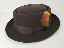 BILTMORE ORLEANS BROWN FUR FELT HAT PORK PIE MADE IN CANADA