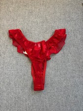 Vintage 90 s Frederick's of Hollywood Thong Panties Size Large Red Polyester NWT