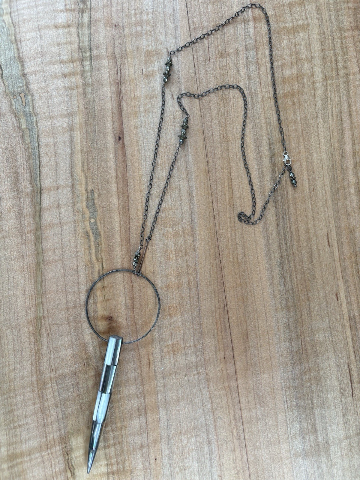 Artisan Silver Statement Long Pendant Necklace - image 1