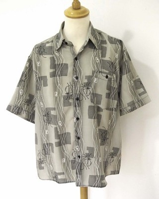 Vintage Seiden Shirt Herren Hemd Gr. L  Kurzarm Muster PIERRE L'AM