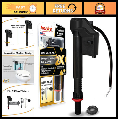 Universal Toilet Fill Valve - 2X Long Life, Easy Height Adjust, Fits 99% Toilets