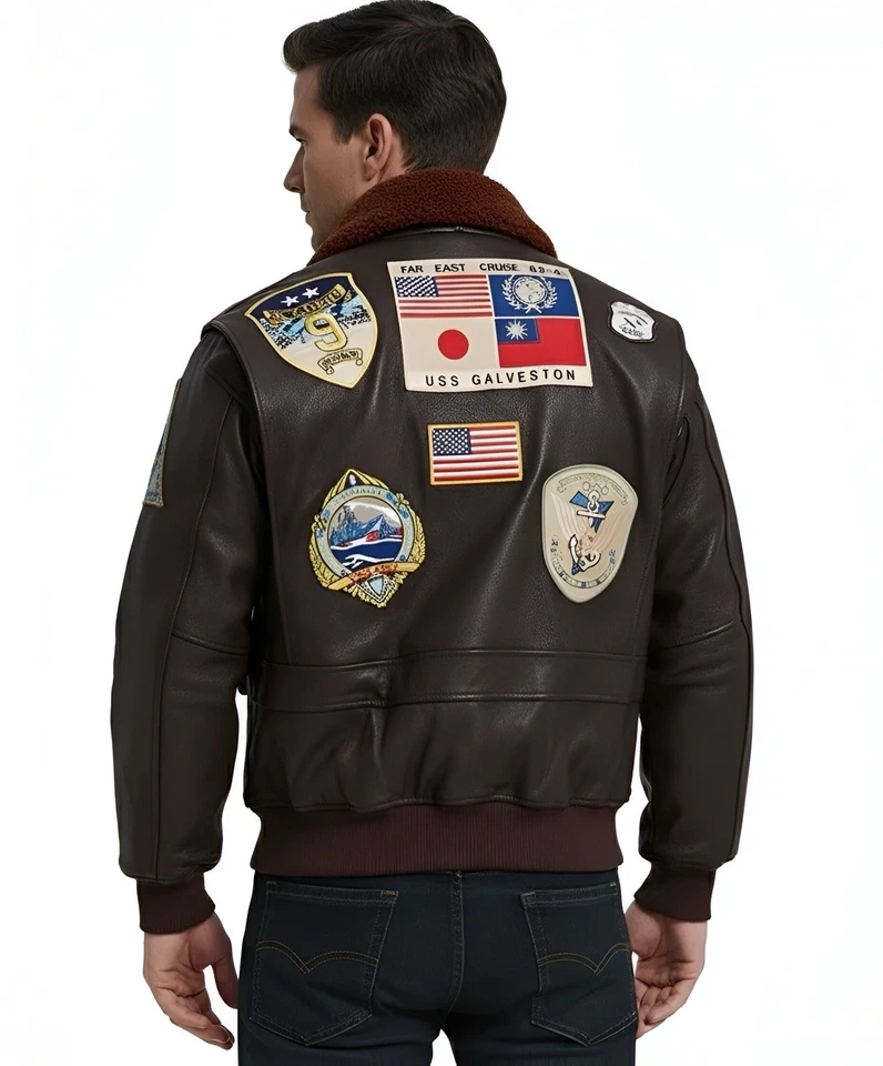 Tom Cruise Pete Maverick G1 Military Cowhide Brown Bomber Jacket