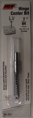 Arco 2322 7/64'' Hinge Center Bit for #5 - 6 Screws USA