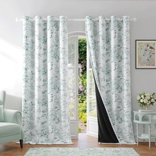 Beauoop Floral 100 Blackout 50"W x 96"L Pack of 2 , Green