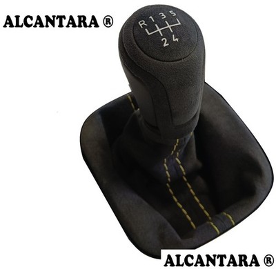 FÜR GOLF 3 VENTO POLO 6N  SCHALTSACK SCHALTKNAUF 12mm ALCANTARA  5G NAHT GELB D1