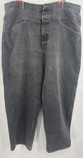 Le Jean De Marithe Francois Girbaud Black Baggy Distressed Jeans Size 40S x 30  