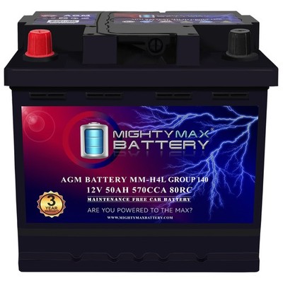 Mighty Max MM-H4L Group Size 140 12V, 50Ah 80RC 570 CCA Replaces Riley ELF 63-68