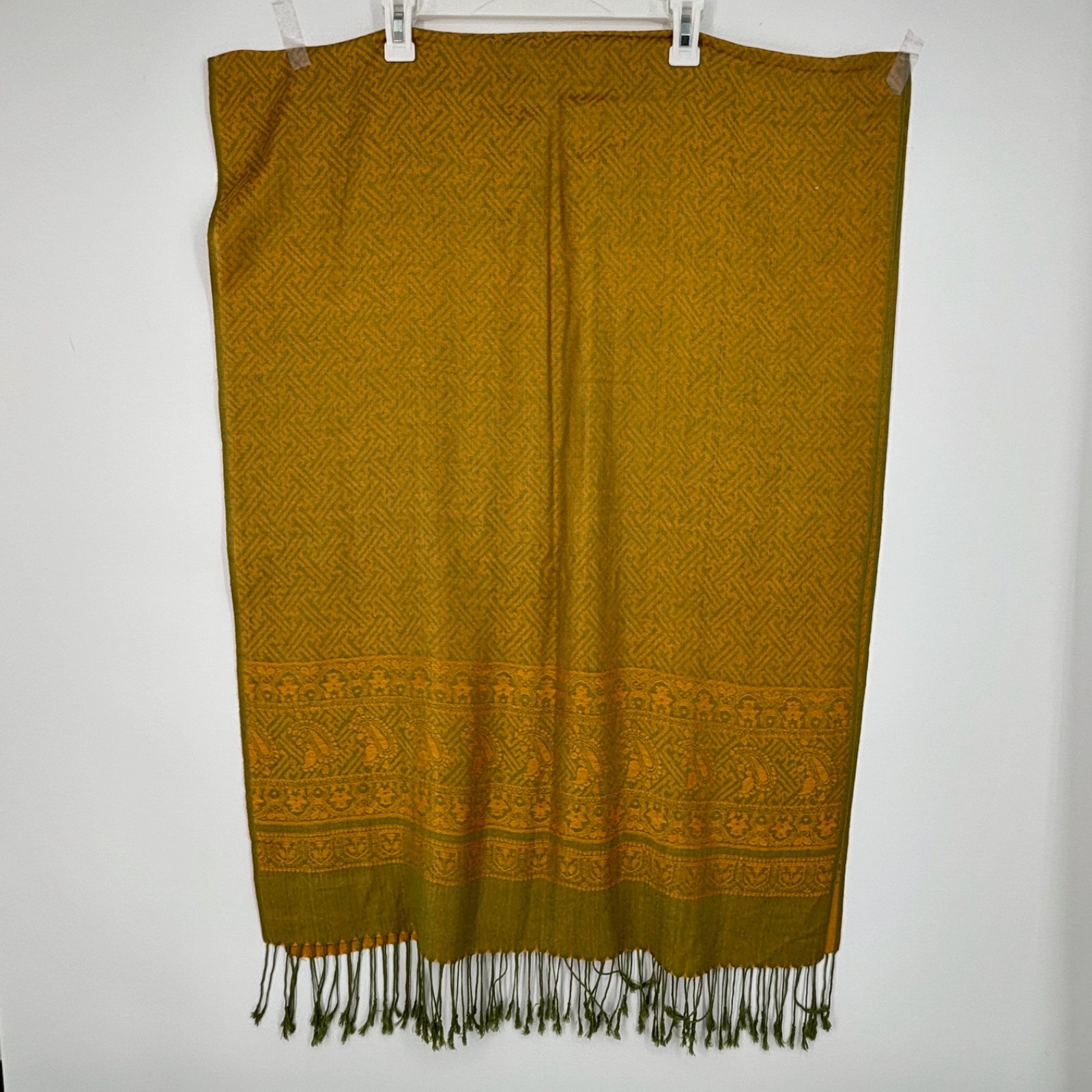 Pashmina Womens Large Rectangular Scarf Olive Gre… - image 6