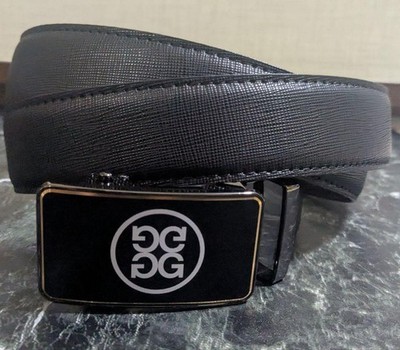 G/Fore Blush Black Skull GFORE Stretch Golf Leather Belt from