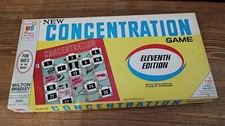 Vtg New Concentration Board Game 11th Edition 1968 Milton Bradley COMPLETE