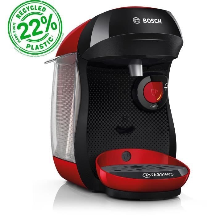 Machine à café Bosch Tassimo Happy rouge de 0,7L et 1400W pour dosettes