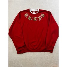 3XL Embroidered Grandma Red Reindeer Holiday Christmas Sweatshirt Women's