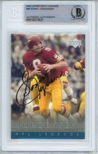 2000 -SONNY JURGENSEN- BECKETT Signed/Autograph/Auto UD LEGENDS Football Card