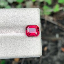 3.2 Cts Natural Eye Clean Pinkish Red Garnet Octagon Cut Loose Gemstone Tanzania