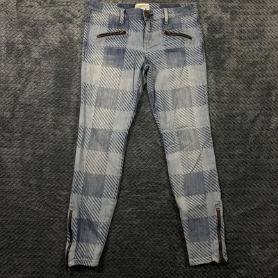 Current Elliot The Soho Zip Stiletto Distressed Jeans Women Size 27 Blue.